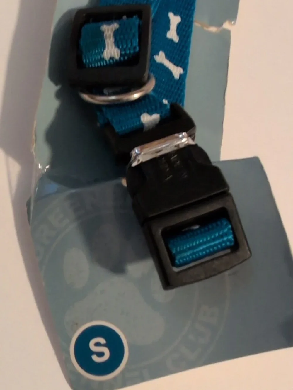 Blue Dog Collar with White Bone Pattern